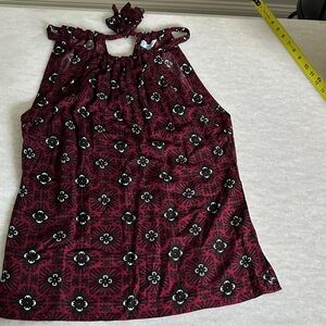 Escapada Garnet and Black block print adjustable tie tank top